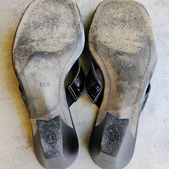 Donald J Pliner Viru Sandals Womens 6.5 Black Kogi Square Open Toe 3" Heel Italy - Picture 9 of 12